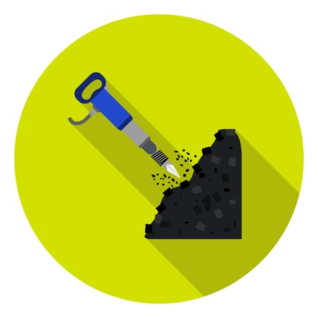 Jackhammer icon in flat style isolated on white background. Mine symbol vector illustration.のイラスト素材