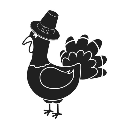 Turkey icon in black style isolated on white background. Canadian Thanksgiving Day symbol vector illustration.のイラスト素材