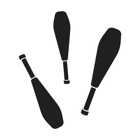 Juggling clubs icon in black style isolated on white background. Circus symbol vector illustration.のイラスト素材
