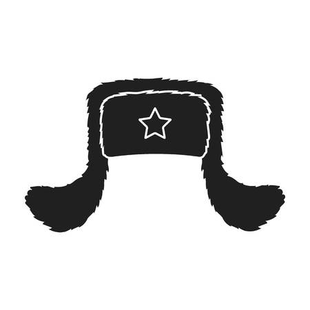 Ushanka icon in black style isolated on white background. Hats symbol vector illustration.のイラスト素材