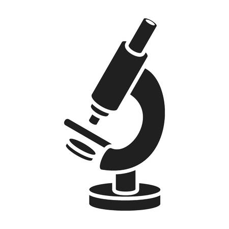 Microscope icon in black style isolated on white background. Medicine and hospital symbol vector illustration.のイラスト素材