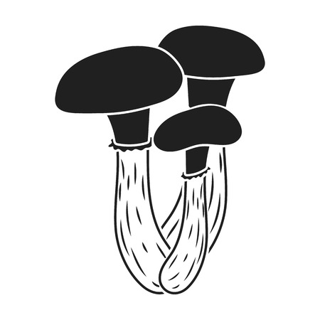 Honey agaric icon in black style isolated on white background. Mushroom symbol vector illustration.のイラスト素材