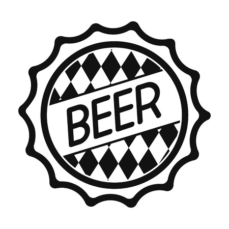 Bottle cap icon in black style isolated on white background. Oktoberfest symbol vector illustration.のイラスト素材