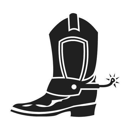 Cowboy boot icon in black style isolated on white background. Wlid west symbol vector illustration.のイラスト素材