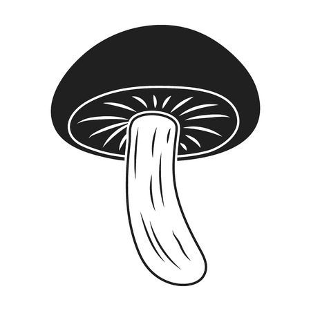Shiitake icon in black style isolated on white background. Mushroom symbol vector illustration.のイラスト素材