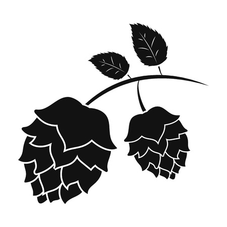 Hops icon in black style isolated on white background. Oktoberfest symbol vector illustration.のイラスト素材