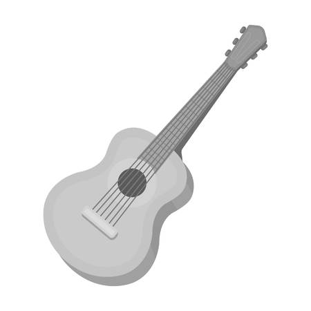 Acoustic guitar icon in monochrome style isolated on white background. Musical instruments symbol vector illustrationのイラスト素材