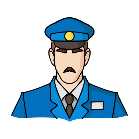 Museum security guard icon in cartoon style isolated on white background. Museum symbol vector illustration.のイラスト素材