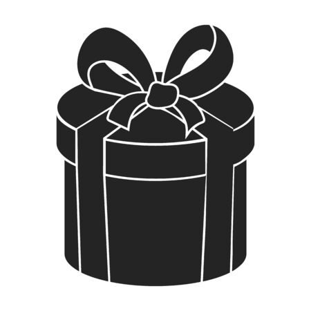 Gift box icon in black style isolated on white background. E-commerce symbol vector illustration.のイラスト素材