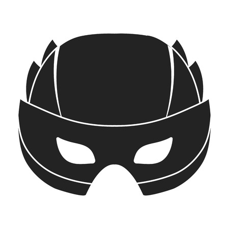 Full head mask icon in black style isolated on white background. Superhero's mask symbol vector illustration.のイラスト素材