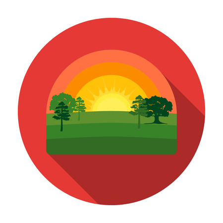 Sunrise icon in flat style isolated on white background. Weather symbol vector illustration.のイラスト素材