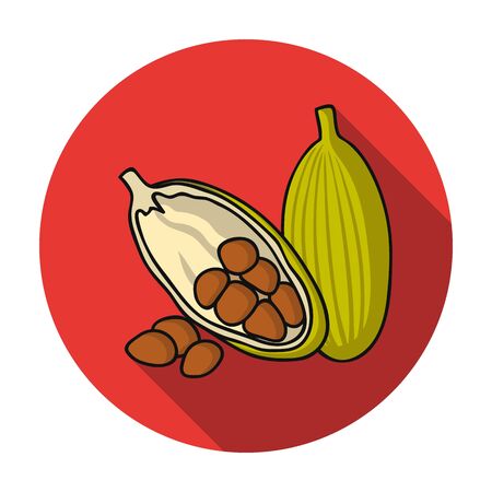 Cocoa fruit icon in flat style isolated on white background. Herb an spices symbol vector illustration.のイラスト素材