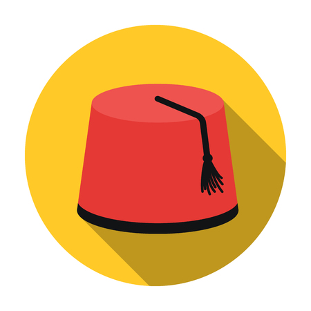 Fez icon in flat style isolated on white background. Turkey symbol vector illustration.のイラスト素材