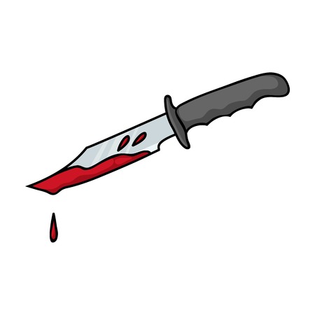 Bloody knife icon in cartoon style isolated on white background. Crime symbol vector illustration.のイラスト素材