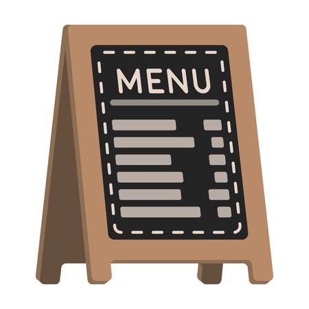 Menu of pizzeria icon in cartoon style isolated on white background. Pizza and pizzeria symbol vector illustration.のイラスト素材