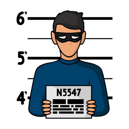 Prisoner's photography icon in cartoon style isolated on white background. Crime symbol vector illustration.のイラスト素材