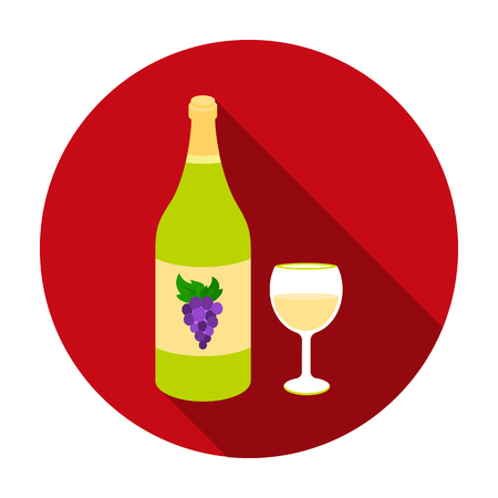 White wine icon in flat style isolated on white background. Alcohol symbol vector illustration.のイラスト素材