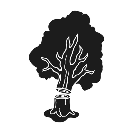 Falling tree icon in black style isolated on white background. Sawmill and timber symbol vector illustration.のイラスト素材
