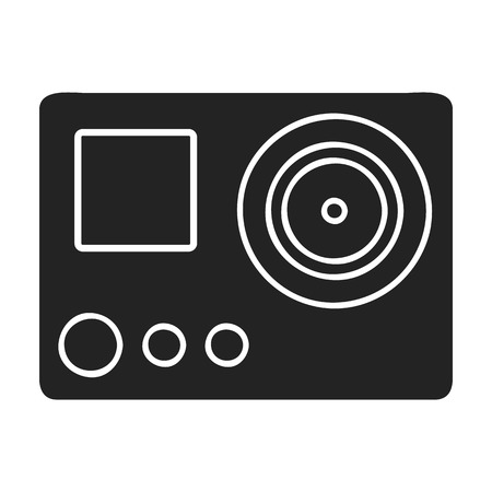 Action camera icon in black style isolated on white background. Ski resort symbol vector illustration.のイラスト素材