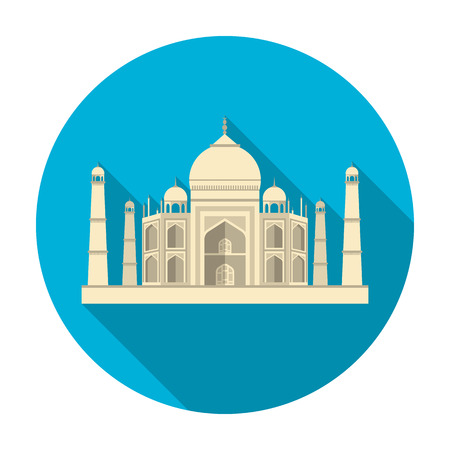 Taj Mahal icon in flat style isolated on white background. India symbol vector illustration.のイラスト素材