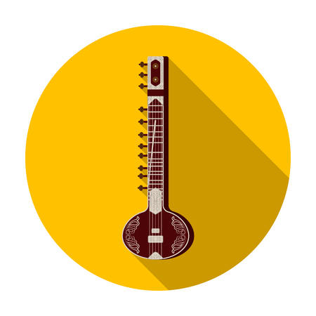 Sitar icon in flat style isolated on white background. India symbol vector illustration.のイラスト素材