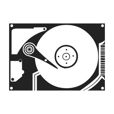 Hard disk icon in black style isolated on white background. Personal computer symbol vector illustration.のイラスト素材