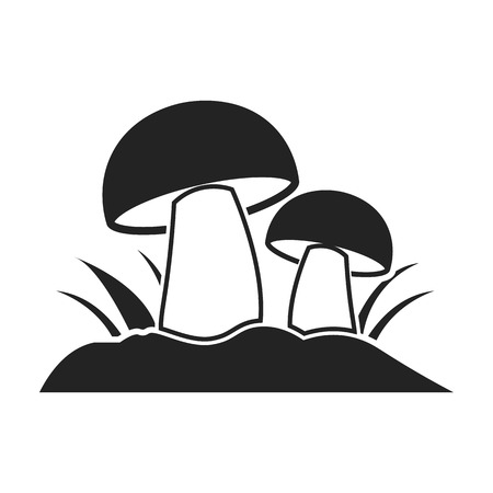 Mushroom icon in black style isolated on white background. Plant symbol vector illustration.のイラスト素材