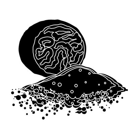 Nutmeg icon in black style isolated on white background. Herb an spices symbol vector illustration.のイラスト素材