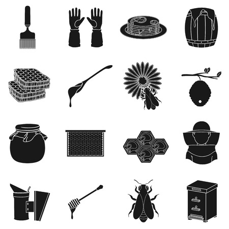 Apiary set icons in black style. Big collection of apiary vector symbol stockのイラスト素材