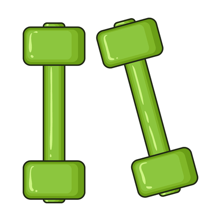 Dumbbells icon in cartoon style isolated on white background. Sport and fitness symbol vector illustration.のイラスト素材