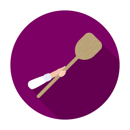 Wooden peel icon in flat style isolated on white background. Pizza and pizzeria symbol vector illustration.のイラスト素材