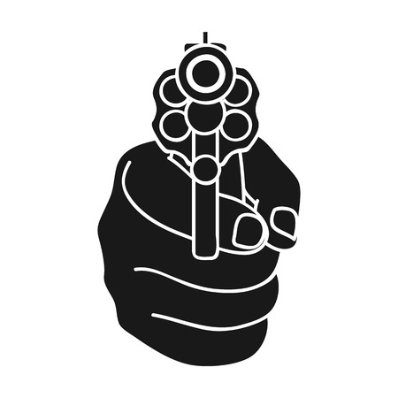 Directed gun icon in black style isolated on white background. Crime symbol vector illustration.のイラスト素材