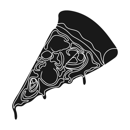 Slice of pizza icon in black style isolated on white background. Pizza and pizzeria symbol vector illustration.のイラスト素材
