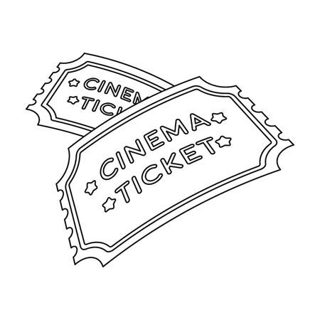Ticket icon in outline style isolated on white background. Films and cinema symbol vector illustration.のイラスト素材