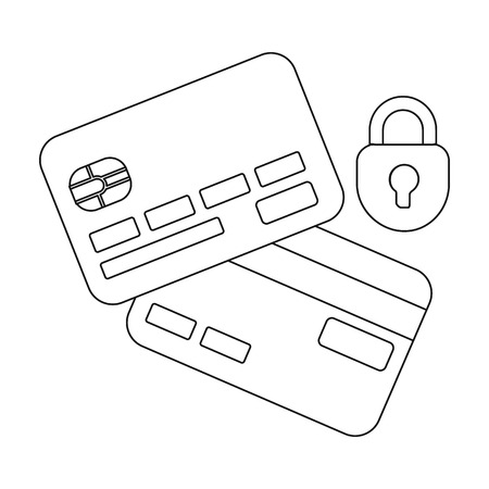 Credit Card Security icon in outline style isolated on white background. E-commerce symbol vector illustration.のイラスト素材
