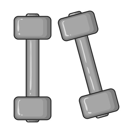 Dumbbells icon in monochrome style isolated on white background. Sport and fitness symbol vector illustration.のイラスト素材