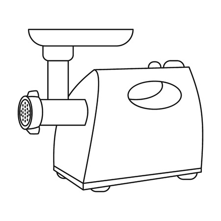 Electical meat grinder icon in outline style isolated on white background. Kitchen symbol vector illustration.のイラスト素材