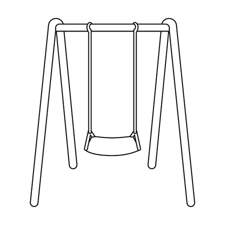 Swing seat icon in outline style isolated on white background. Park symbol vector illustration.のイラスト素材