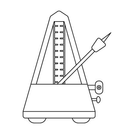 Metronome icon in outline style isolated on white background. Musical instruments symbol vector illustrationのイラスト素材