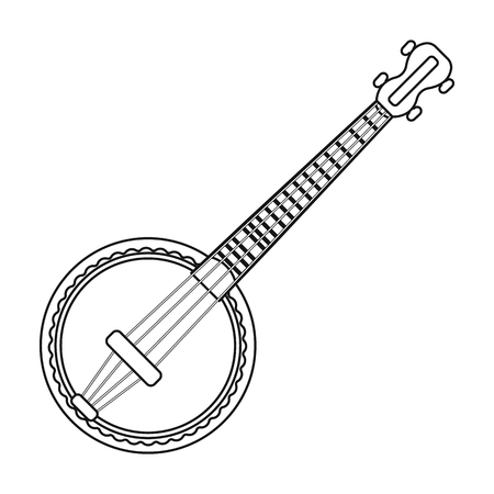 Banjo icon in outline style isolated on white background. Musical instruments symbol vector illustrationのイラスト素材