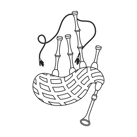 Bagpipes icon in outline style isolated on white background. Musical instruments symbol vector illustrationのイラスト素材