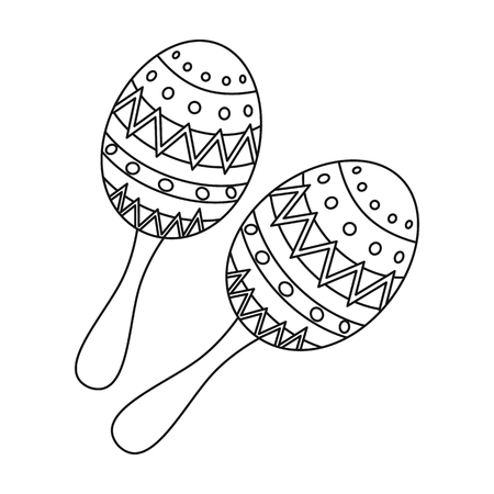 Maracas icon in outline style isolated on white background. Musical instruments symbol vector illustrationのイラスト素材