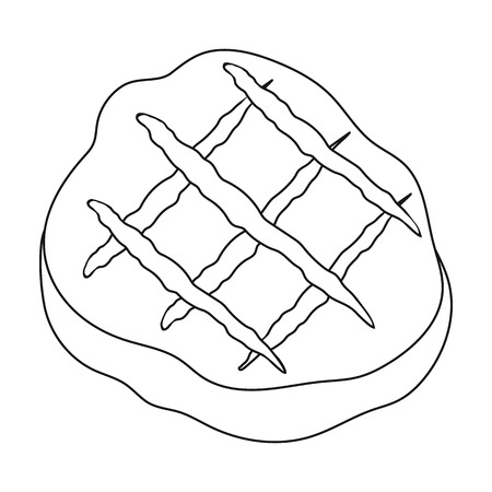 Grilled steak icon in outline style isolated on white background. Meats symbol vector illustrationのイラスト素材