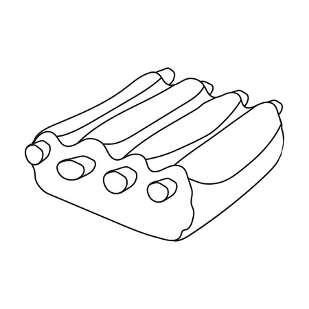 Pork ribs icon in outline style isolated on white background. Meats symbol stock vector illustrationのイラスト素材