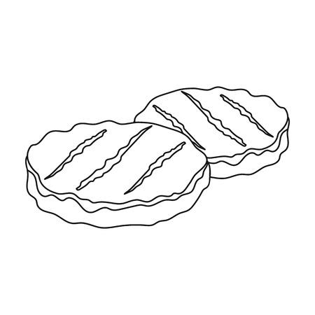 Grilled patties icon in outline style isolated on white background. Meats symbol vector illustrationのイラスト素材