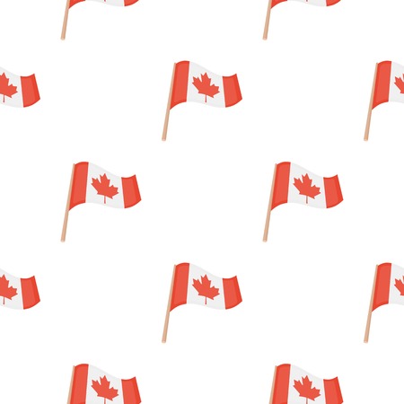 Canadian flag icon in cartoon style isolated on white background. Canadian Thanksgiving Day pattern symbol vector illustration.のイラスト素材