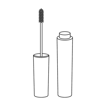 Mascara icon in outline style isolated on white background. Make up symbol vector illustration.のイラスト素材