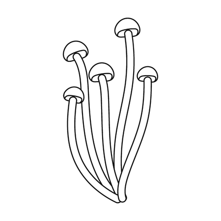 Enokitake icon in outline style isolated on white background. Mushroom symbol vector illustration.のイラスト素材