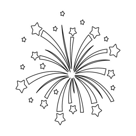 Patriotic fireworks icon in outline style isolated on white background. Patriot day symbol vector illustration.のイラスト素材