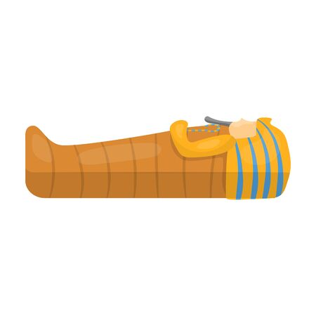 Pharaoh sarcophagus icon in cartoon style isolated on white background. Ancient Egypt symbol vector illustration.のイラスト素材